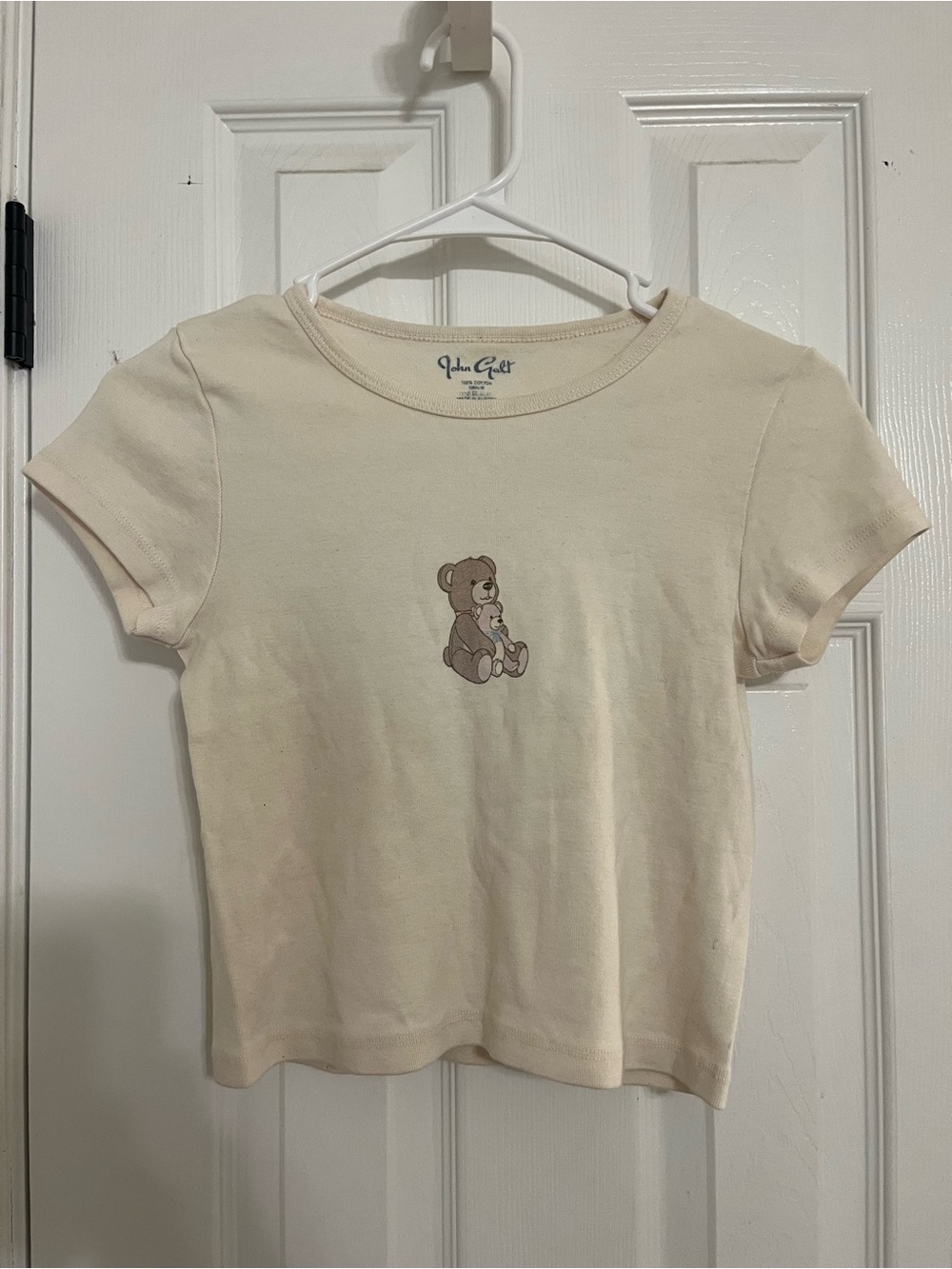 Brandy Melville Cream Teddy Bear baby tee